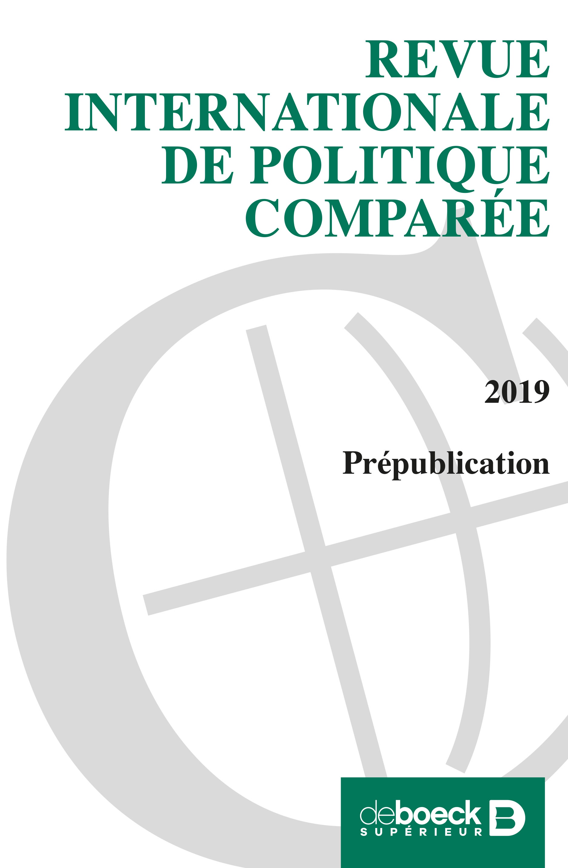 Couv Revue Internationale de politique comparée 2019